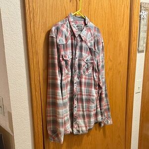BKE Vintage Red and Gray Plaid Shirt